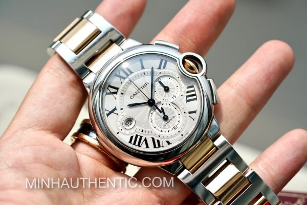 Cartier Ballon Bleu Chronograph 18k Rose Gold/Steel W6920075