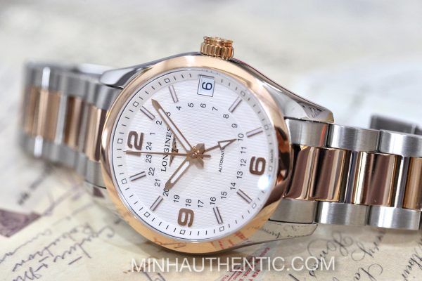 Longines Conquest Classic GMT 18k Rose Gold/Steel L2.799.5.76.7