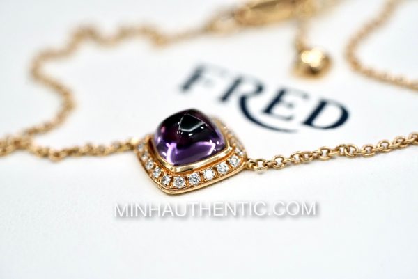 Fred Of Paris 18k Rose Gold Diamond Amethyst Pain De Sucre Bracelet 6B0235-000