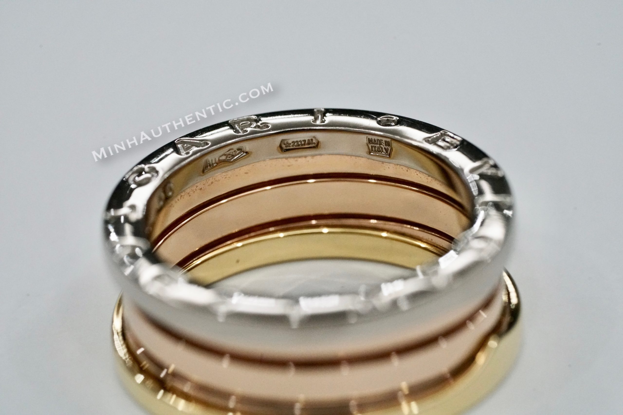 Bvlgari B.zero1 3-band 18k Yellow/Rose/White Gold Ring - Minh Authentic