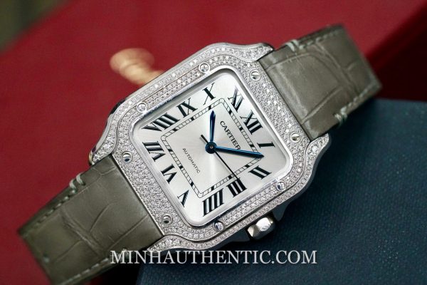 Cartier Santos Medium Diamond 18k White Gold WJSA0014