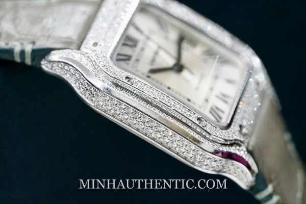 Cartier Santos Medium Diamond 18k White Gold WJSA0014