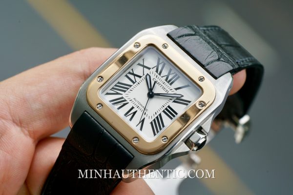 Cartier Santos 100 Medium 18k Rose Gold/Steel W20107X7