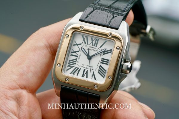 Cartier Santos 100 Medium 18k Rose Gold/Steel W20107X7