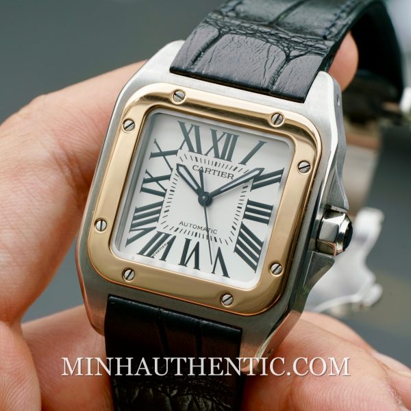 Cartier Santos 100 Medium 18k Rose Gold/Steel W20107X7