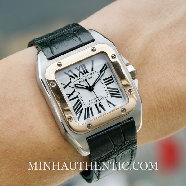 Cartier Santos 100 Medium 18k Rose Gold/Steel W20107X7