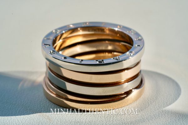 Bvlgari B.Zero1 4-band Rose/White Gold Ring