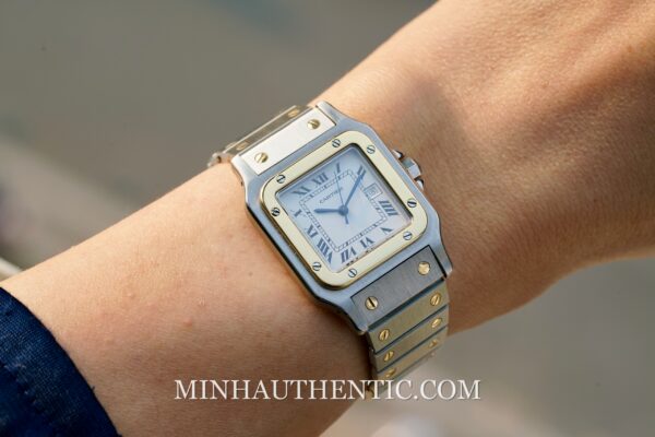 Cartier Santos Carree Gold Steel 2961 - Hình ảnh 12