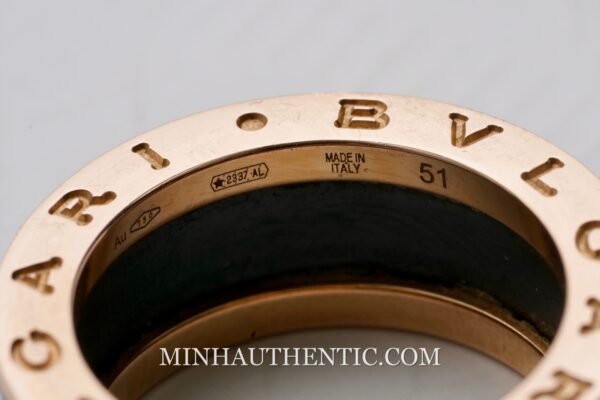 Bvlgari B.zero1 2-band Ring 18k Rose Gold/Black Ceramic 357680 - Hình ảnh 5