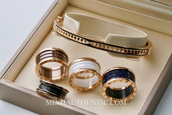 Bvlgari B.zero1 Rose Gold Blue Marble Ring - Hình ảnh 5