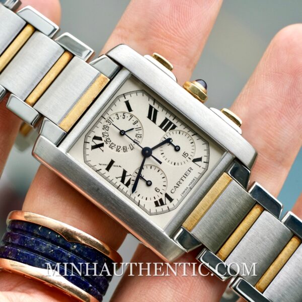 Cartier Tank Francaise Chronoflex Steel Gold W51004Q4