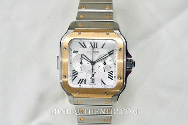 Cartier Santos Chronograph Gold Steel W2SA0008 - Hình ảnh 3