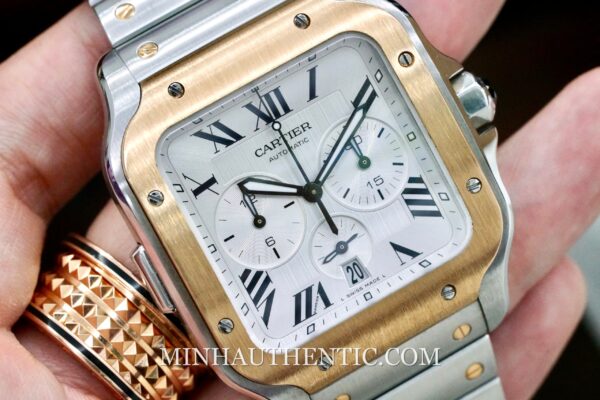 Cartier Santos Chronograph Gold Steel W2SA0008 - Hình ảnh 7