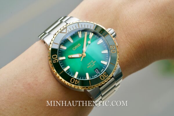 Oris Aquis Date Calibre 400 Green Gold Steel 01 400 7769 6357-07 8 22 09PEB