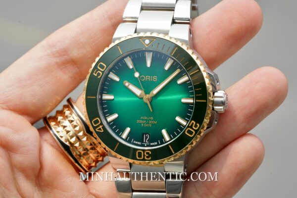 Oris Aquis Date Calibre 400 Green Gold Steel 01 400 7769 6357-07 8 22 09PEB
