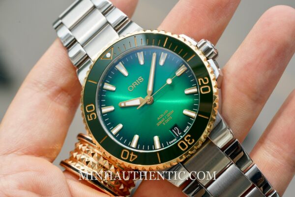 Oris Aquis Date Calibre 400 Green Gold Steel 01 400 7769 6357-07 8 22 09PEB - Hình ảnh 10