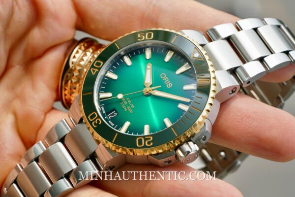 Oris Aquis Date Calibre 400 Green Gold Steel 01 400 7769 6357-07 8 22 09PEB