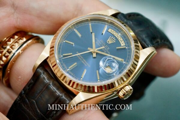 Rolex Day Date Blue Yellow Gold 18038