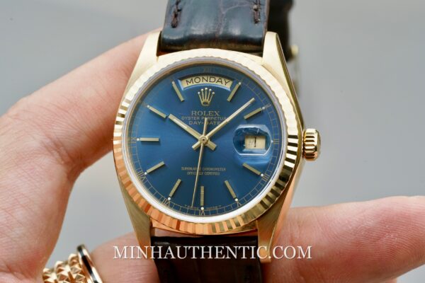 Rolex Day Date Blue Yellow Gold 18038