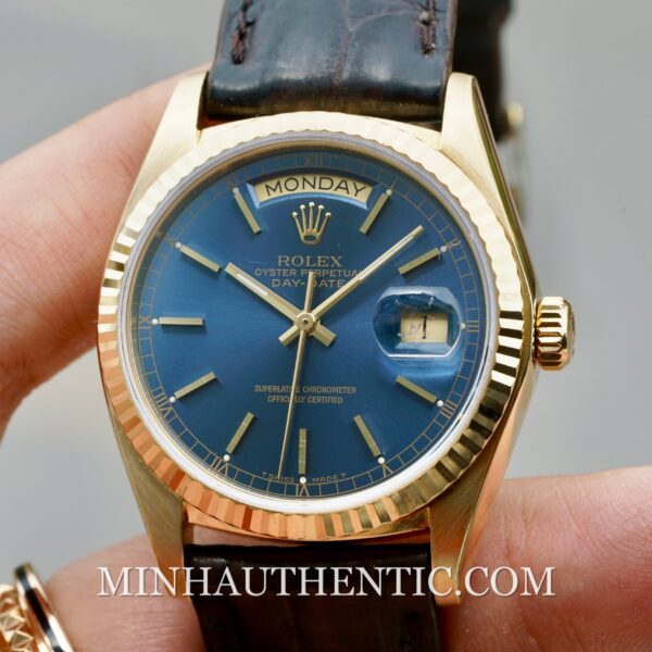 Rolex Day Date Blue Yellow Gold 18038