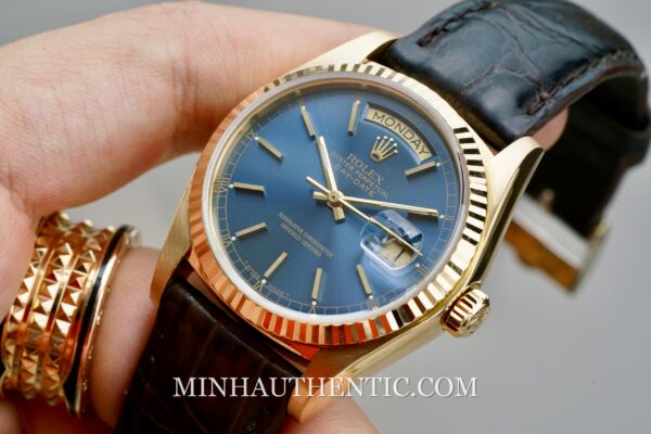 Rolex Day Date Blue Yellow Gold 18038  - Hình ảnh 8