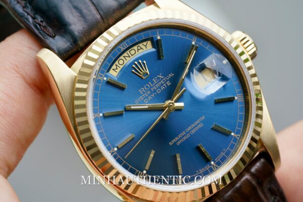 Rolex Day Date Blue Yellow Gold 18038  - Hình ảnh 9