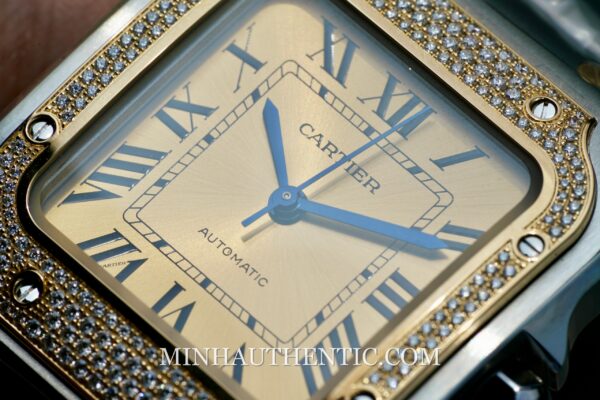 Cartier Santos Medium Diamond 18k Gold Steel W3SA0007 - Hình ảnh 5