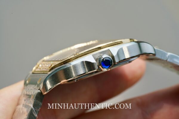 Cartier Santos Medium Diamond 18k Gold Steel W3SA0007 - Hình ảnh 8