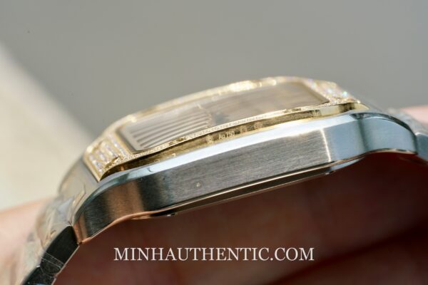 Cartier Santos Medium Diamond 18k Gold Steel W3SA0007 - Hình ảnh 9